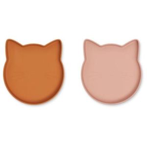 Assiettes Marty cat mustard & dark rose mix 2 pièces - Liewood