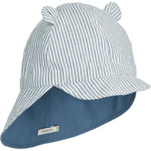 Casquette enfant protège nuque réversible Gorm Y/D stripe Blue wave/Crème de la crème