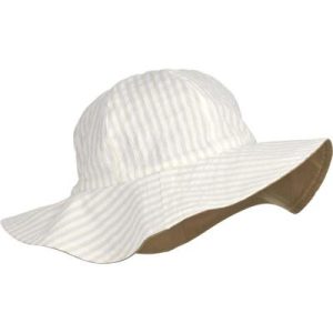 Chapeau de soleil enfant réversible Amelia Y/D stripes Crisp white / Sandy