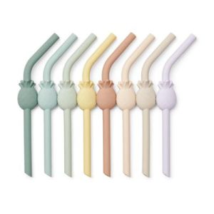 Pailles en silicone Carlson 8 pièces pale tuscany multi mix - Liewood