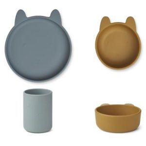 Set repas en silicone Cyrus lapin blue multi mix - Liewood