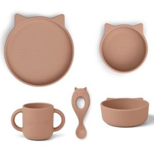 Set repas en silicone Vivi chat dark rose - Liewood