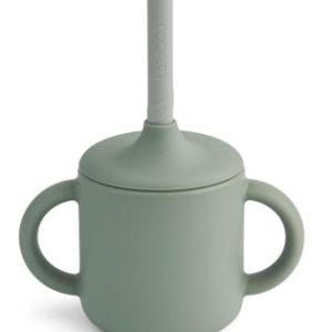 Tasse avec paille Cameron faune green & dove blue mix - Liewood